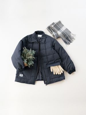 덕 다운 카라 패디드 코트 (네이비)