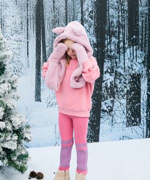 로버 장갑 모자 목도리_로즈핑크