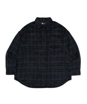 헤비라이트 오버 기모 체크셔츠 (그린)