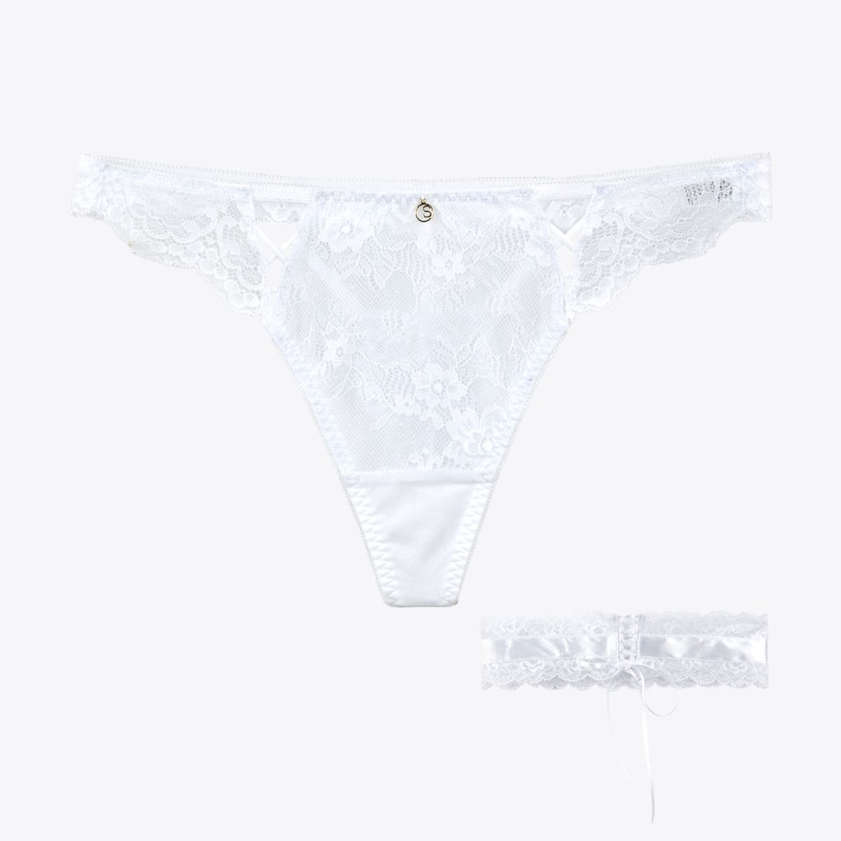 섹시쿠키(SEXY COOKIE) 코르셋 레그 스트링 팬티_화이트