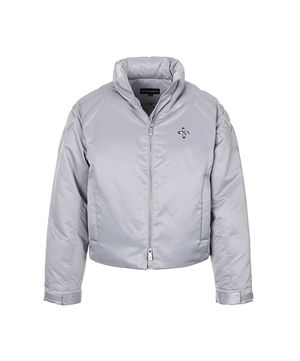 바이커 엠보싱 푸퍼 자켓 그레이