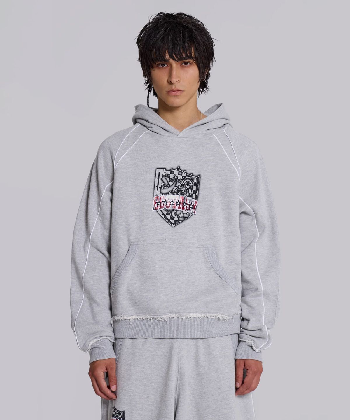 제이디드 런던(JADED LONDON) (U) 그레이 말 엑스터시 파이프드 후디 그레이 GREY MARL ECSTASY PIPED HOODIE GREY