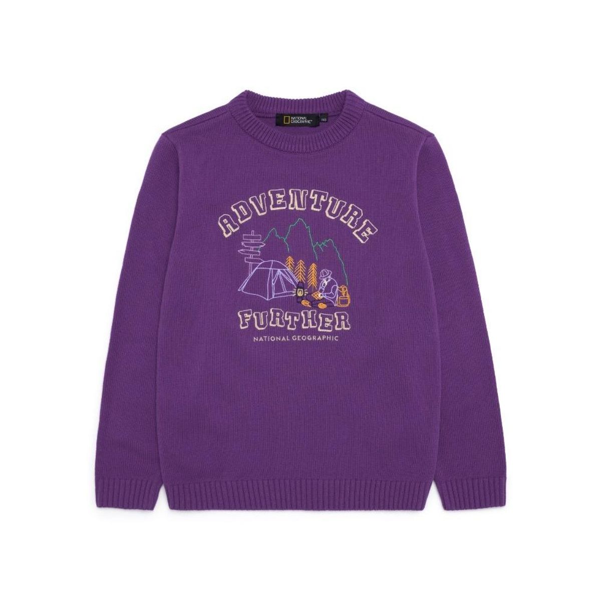 내셔널지오그래픽 키즈(NATIONAL GEOGRAPHIC KIDS) K224UKT010 자수 아트웍 니트 풀오버 PURPLE