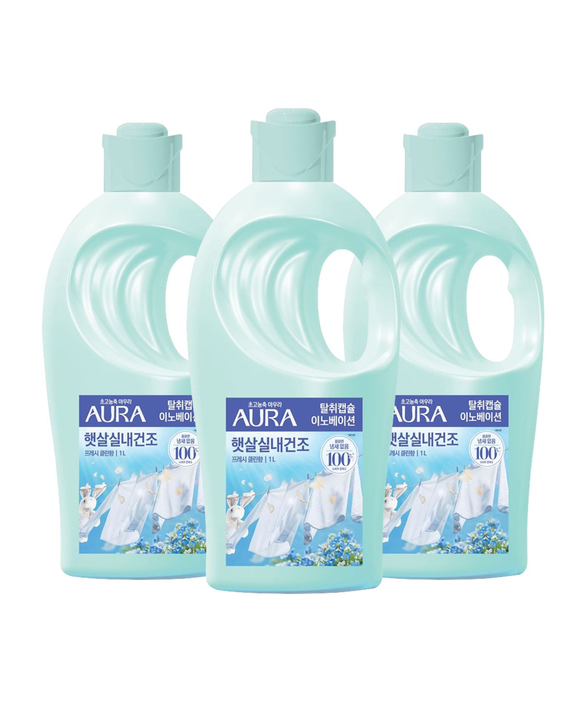 아우라(AURA) 초고농축 햇살실내건조 섬유유연제 프레시클린 1L  x 3개