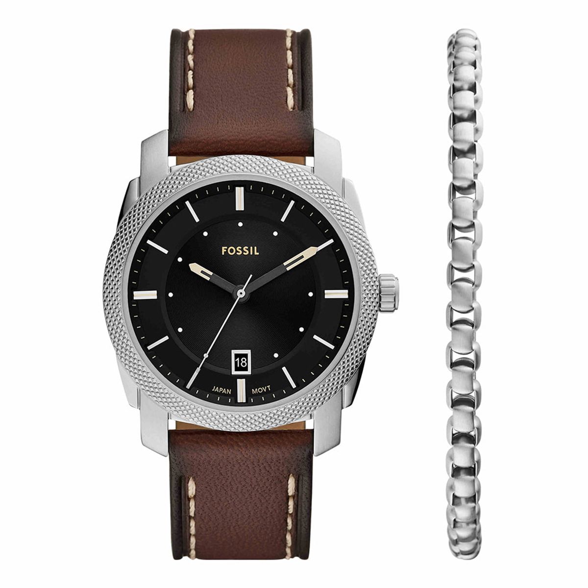 파슬(FOSSIL) FS6081SET (Machine) 머신 팔찌 세트 남성 가죽시계