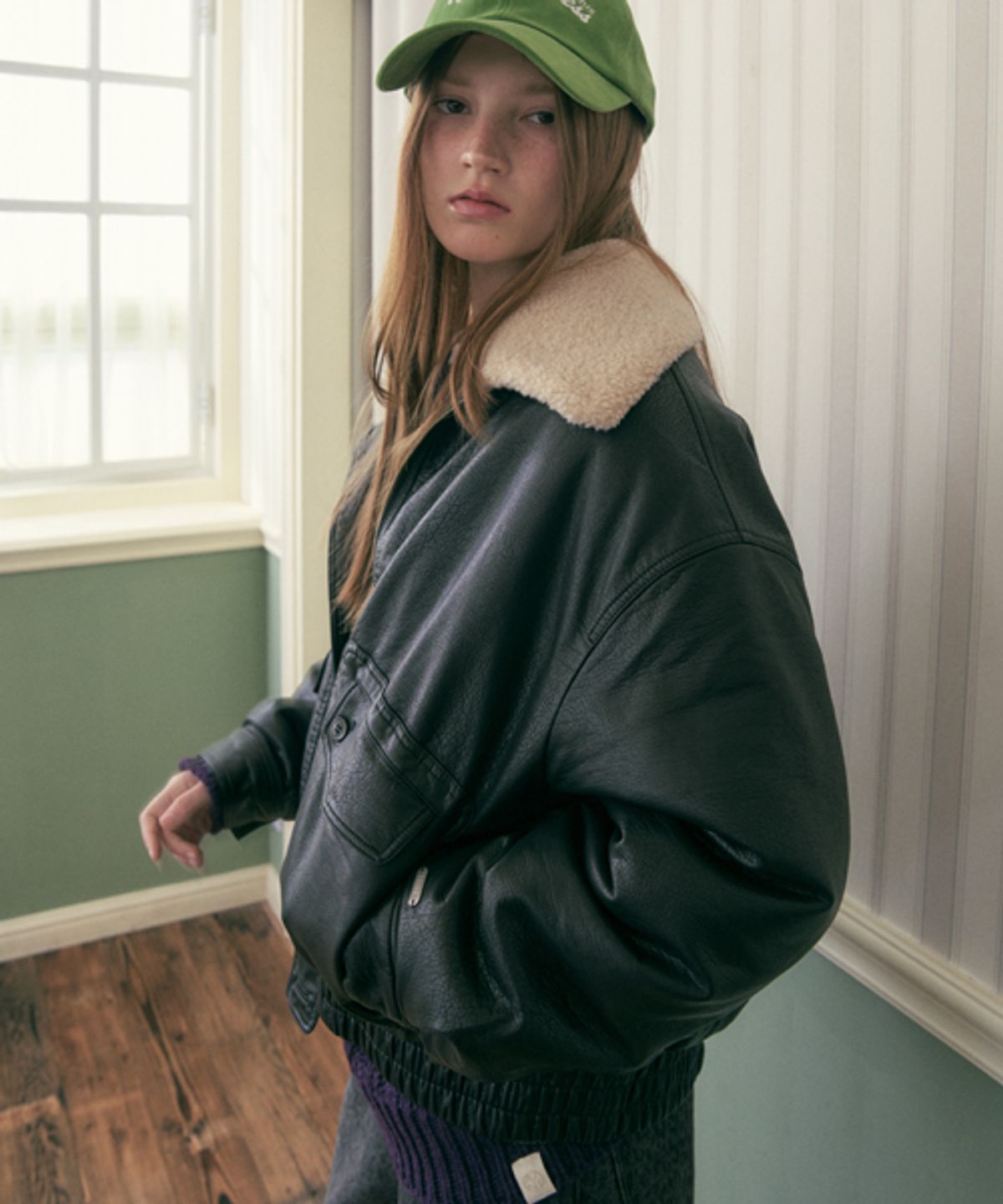 헤인트(HAINT) NOTIE FAKE FUR LEATHER BLOUSON_BLACK