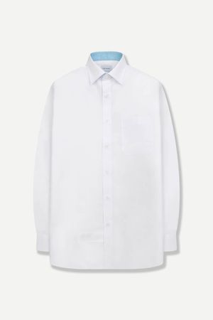 모달혼방 배색 포인트 일반핏 셔츠 화이트 YEFSBR122WH