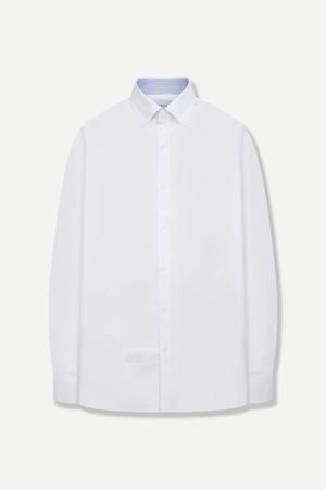 모달 블렌드 솔리드 드레스 슬림핏 셔츠 화이트 YEFSBS161WH