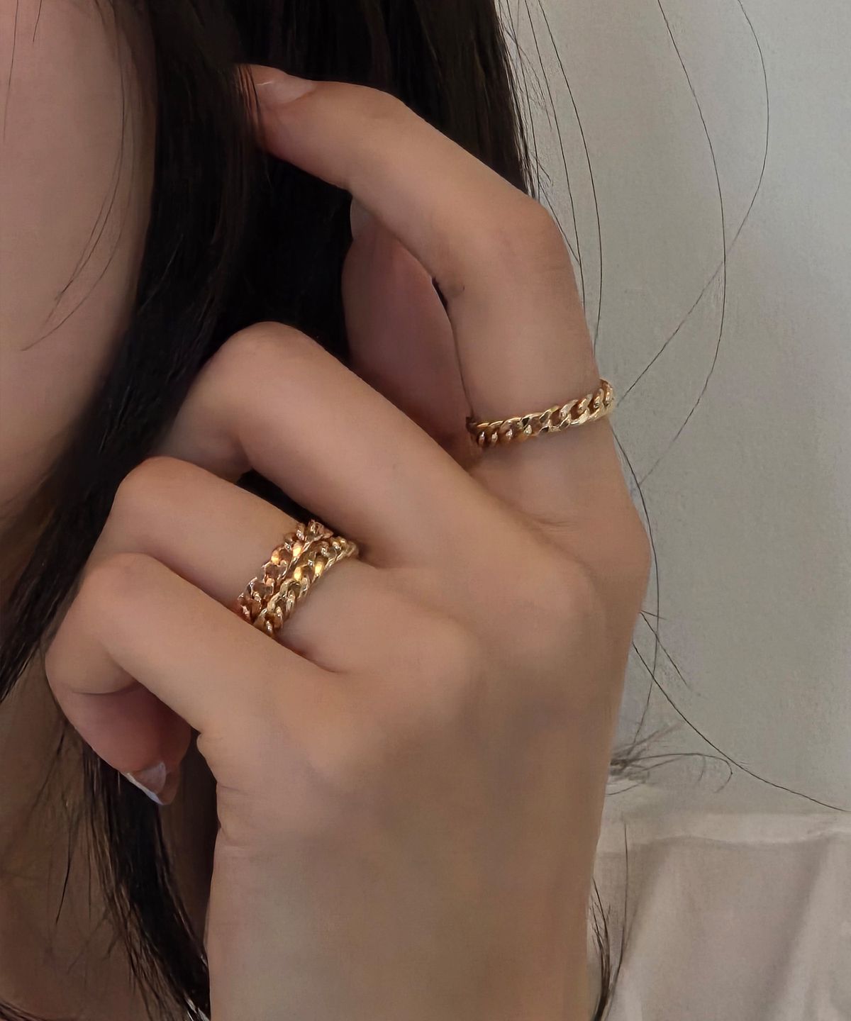 엘렌쥬얼리(HELENE JEWELRY) 14K 할로우 면 체인 금 반지