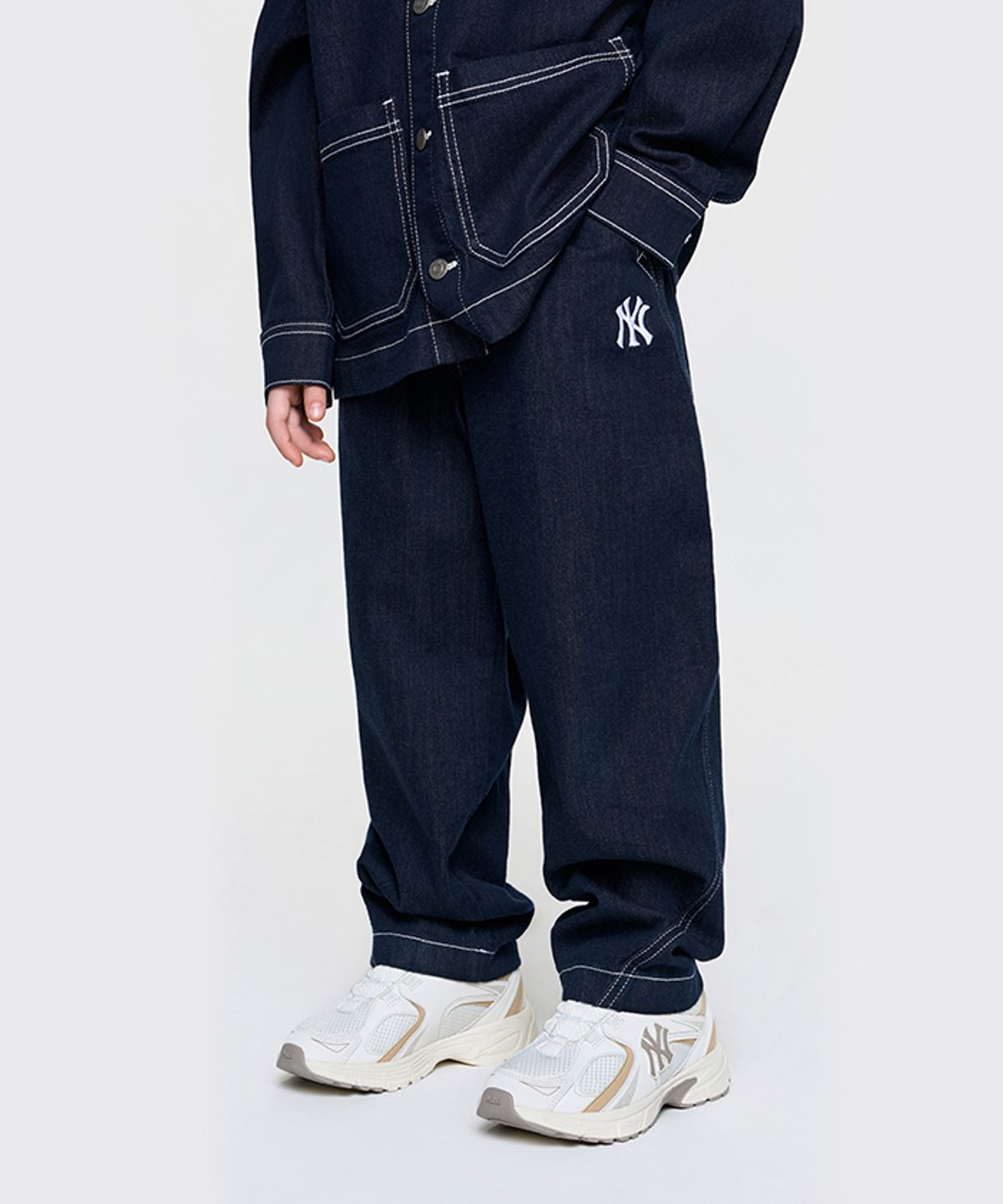 엠엘비 키즈(MLB KIDS) 베이직 데님라이크 커브드 팬츠 NY (Navy)