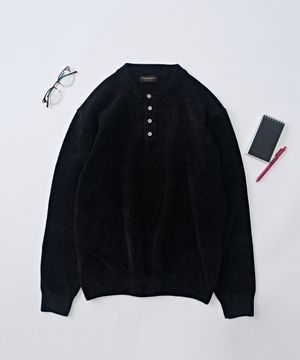 벨로아 리파인드 헨리넥 라운드 니트 (블랙)