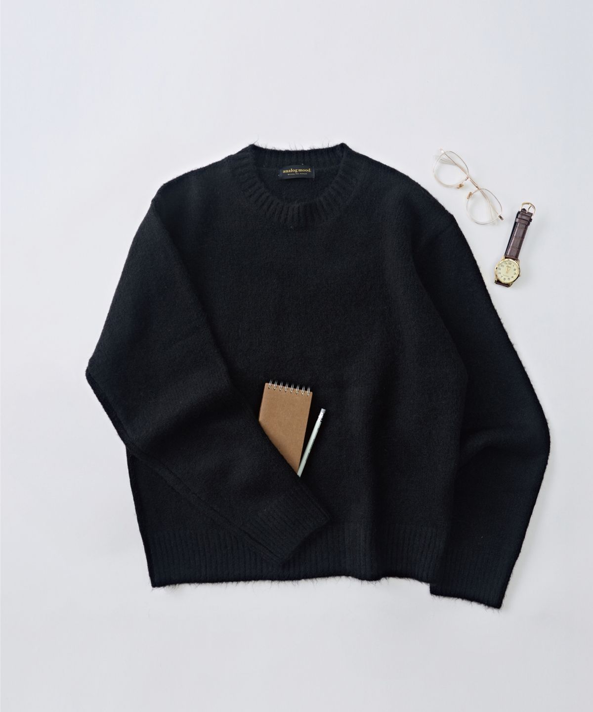 아날로그무드(ANALOG MOOD) 데일리 앙고라 라운드 니트 (블랙)
