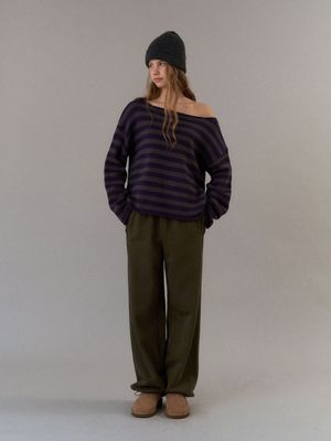 아티장 컷 디테일 스웻팬츠 (카키)