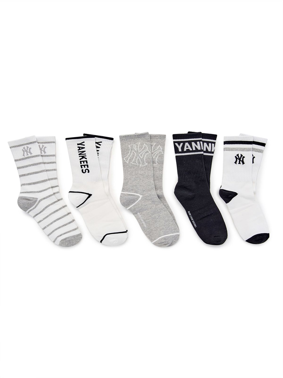 엠엘비 키즈(MLB KIDS) 베이직 일대일 양말 5번들 NY (Black)
