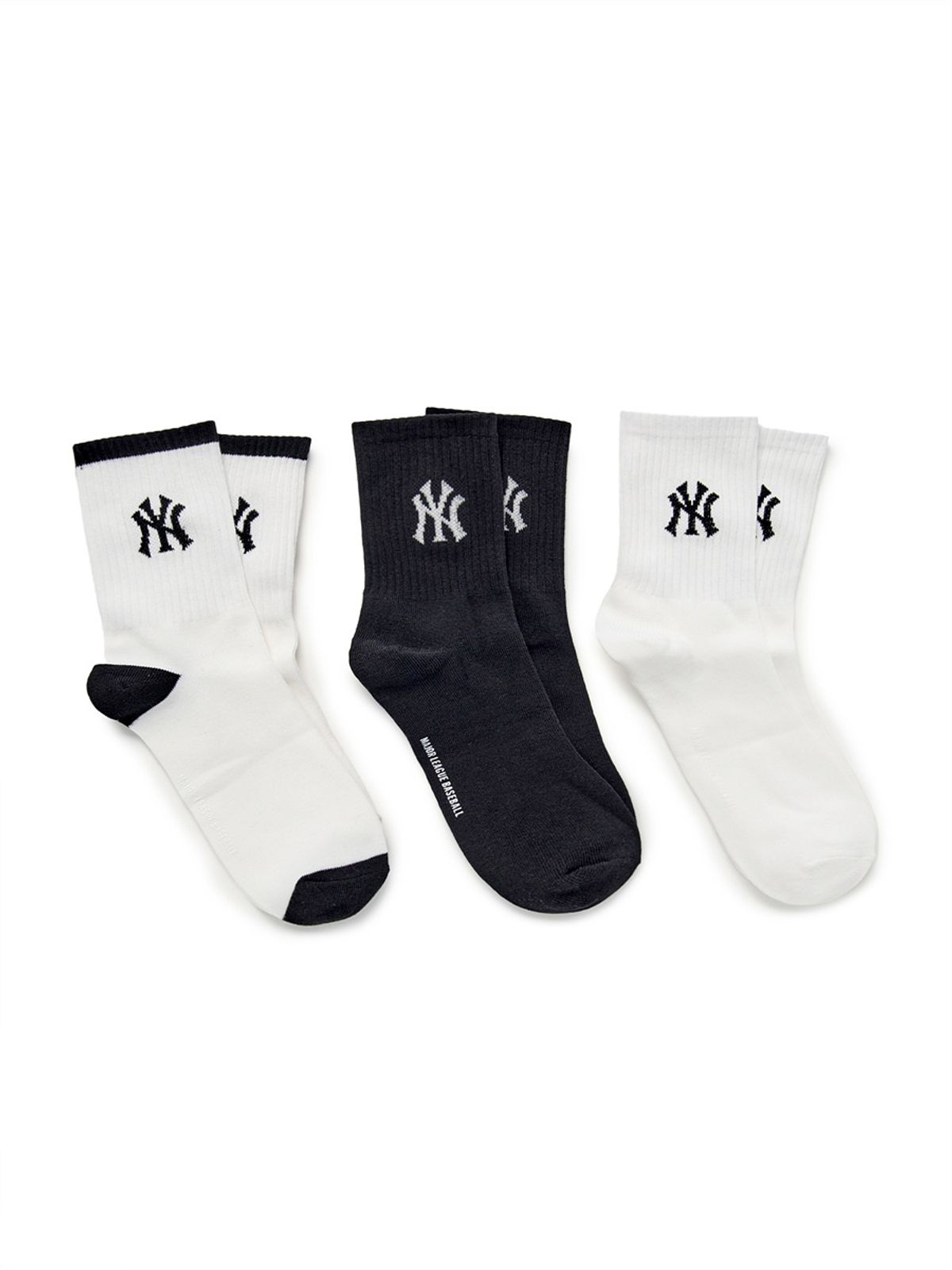 엠엘비 키즈(MLB KIDS) 베이직 단목 양말 3번들 NY (Black)