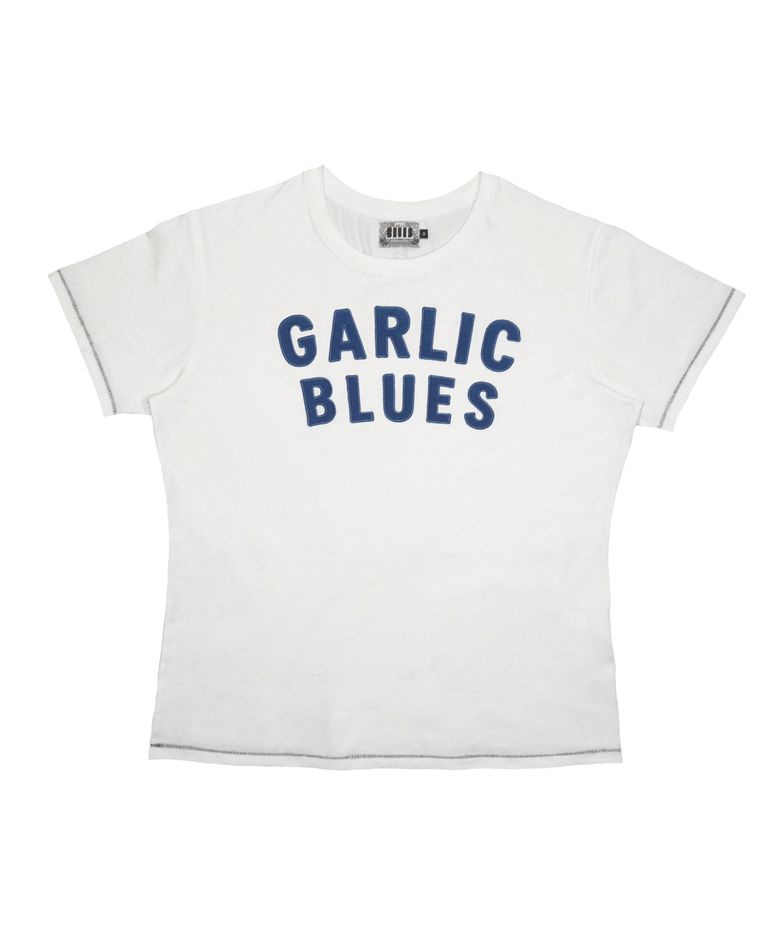 04 GARLIC BLUES Appliqué Logo T-shirt (White)