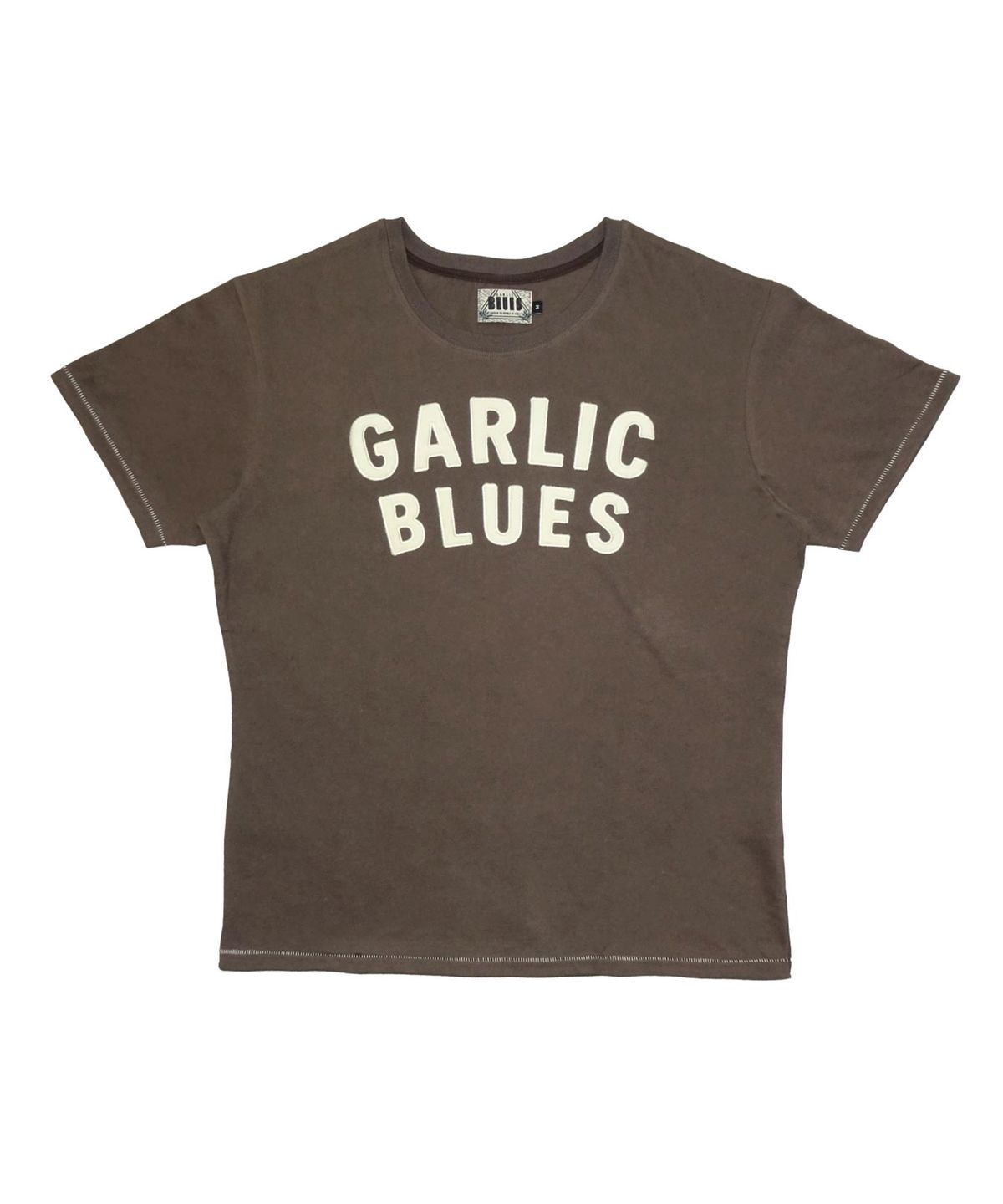 갈릭 블루스(GARLICBLUES) 04 GARLIC BLUES Appliqué Logo T-shirt (Brown)