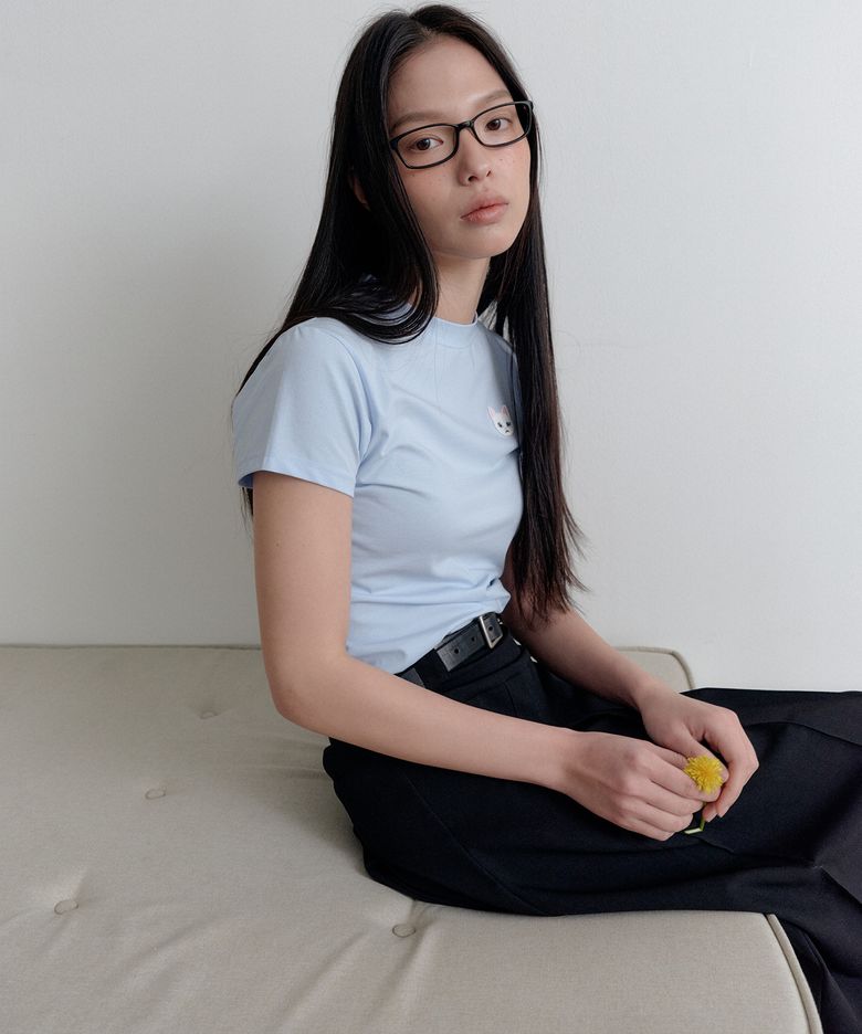 LUMI Embroidered T-Shirt_Skay Blue