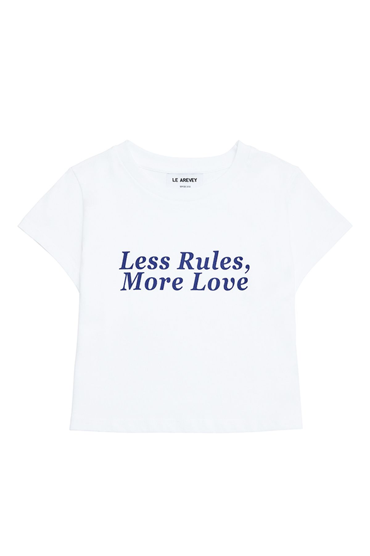 르아르베이(LEAREVEY) LESS RULES MORE LOVE CROPPED WHITE / NAVY [WOMAN]