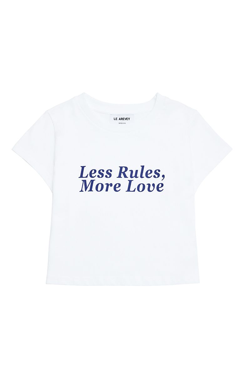 LESS RULES MORE LOVE CROPPED WHITE / NAVY [WOMAN]