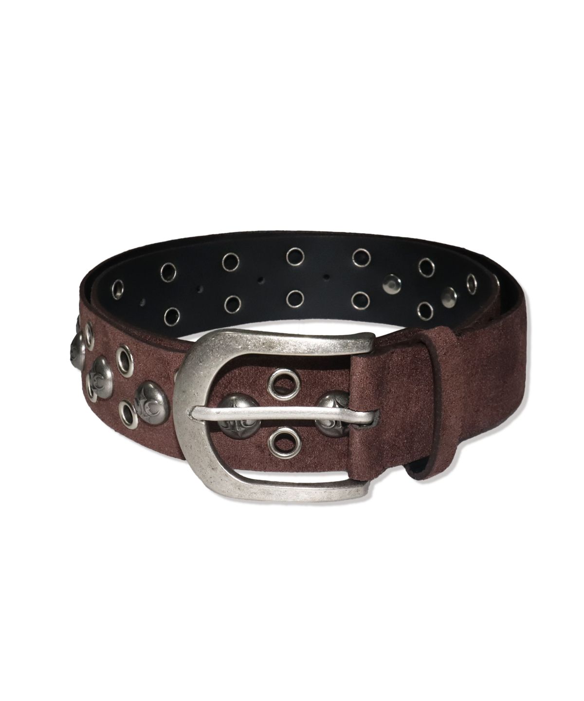 하우스 락 클럽(HOUSE ROCK CLUB) HEAVY ROCK STUD BELT – BROWN SUEDE