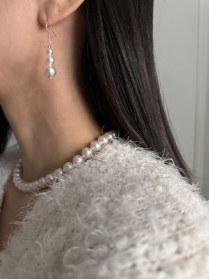 [925실버] 레이어 펄 이어링