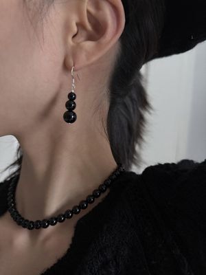 [925실버] 드롭 오닉스 이어링