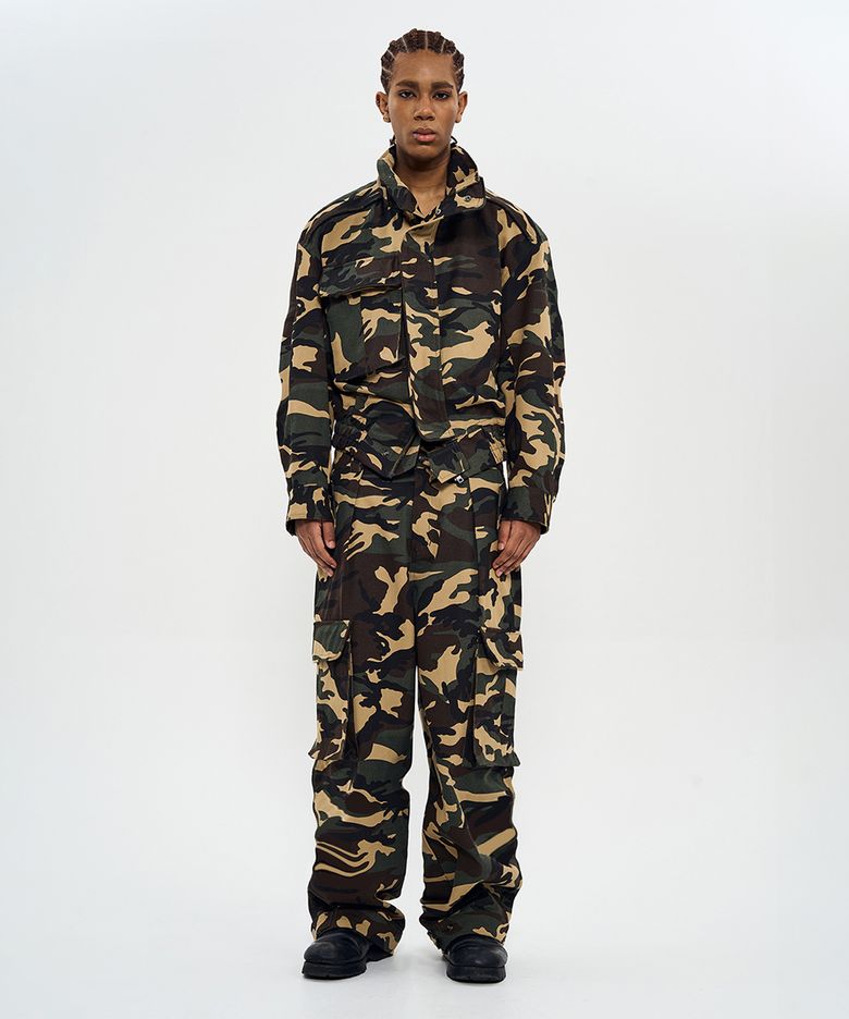SET-UP CROPPED MILITARY JACKET (CAMO)