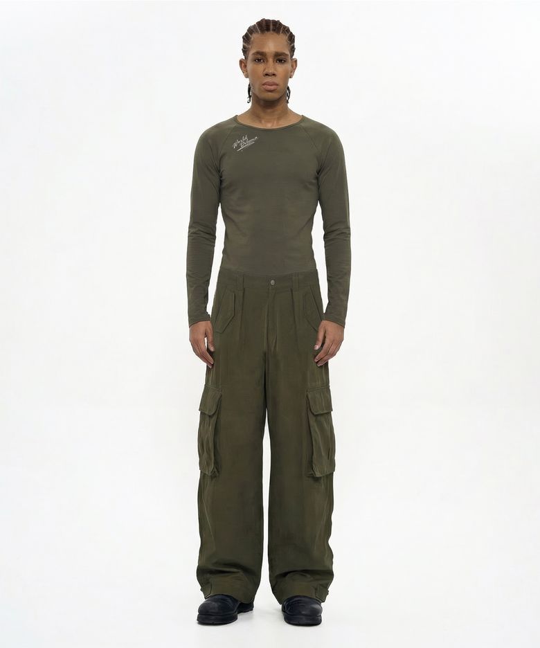 SET-UP MILITARY POCKET CARGO PANTS (KHAKI)