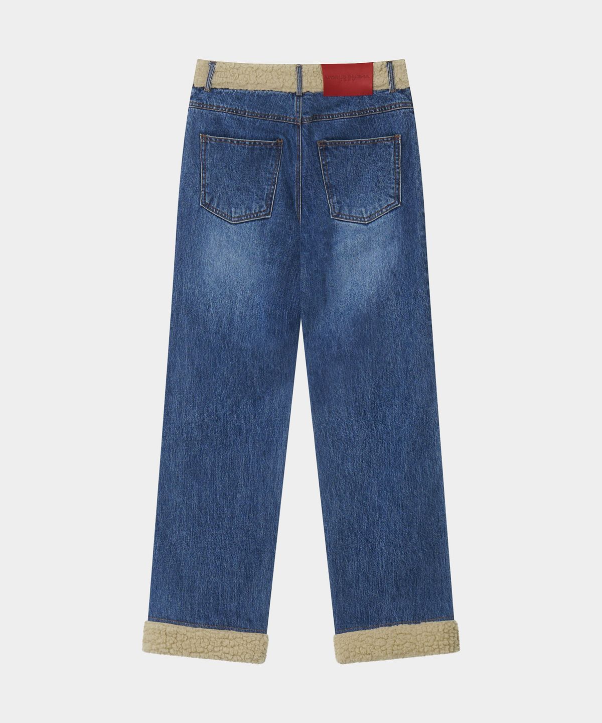 월드딜레마(WORLDDILEMA) SET-UP SHERPA POINT SEMI BOOTS-CUT DENIM PANTS (BLUE)