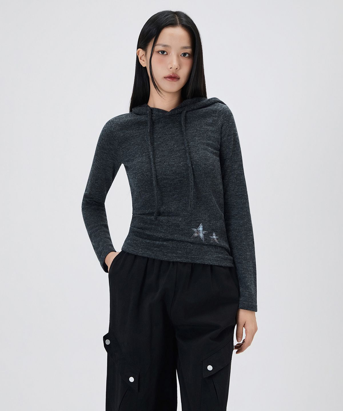 미쏘(MIXXO) 별 패치 후드 티셔츠_MIWLWG128S