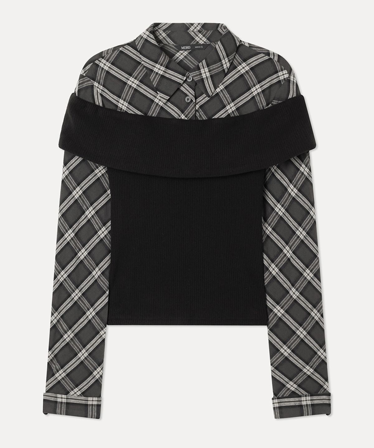미쏘(MIXXO) 오프숄더 레이어드 셔츠_MIWYWG109B