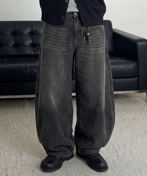 리브 커브드 데님팬츠 (흑청)