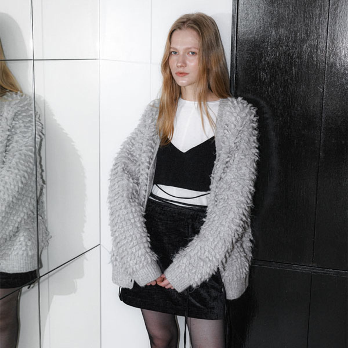 아틀리에 나인(ATELIER NAIN) MOHAIR BOLD LOOF KNIT CARDIGAN (CD-2242)