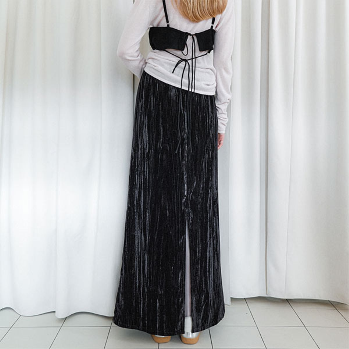 아틀리에 나인(ATELIER NAIN) VELVET CREASE MAXI SKIRT (SK-5071)