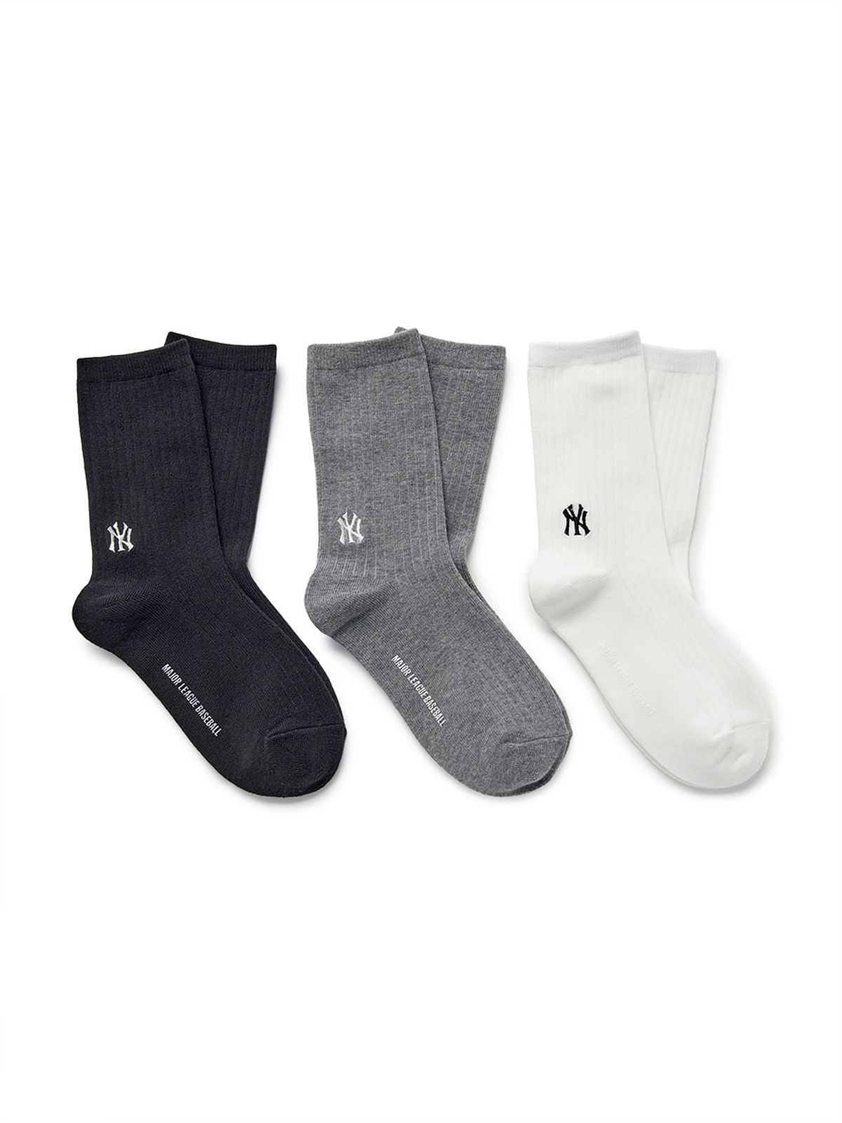엠엘비 키즈(MLB KIDS) 골지 일대일 양말 3번들 NY (Black)