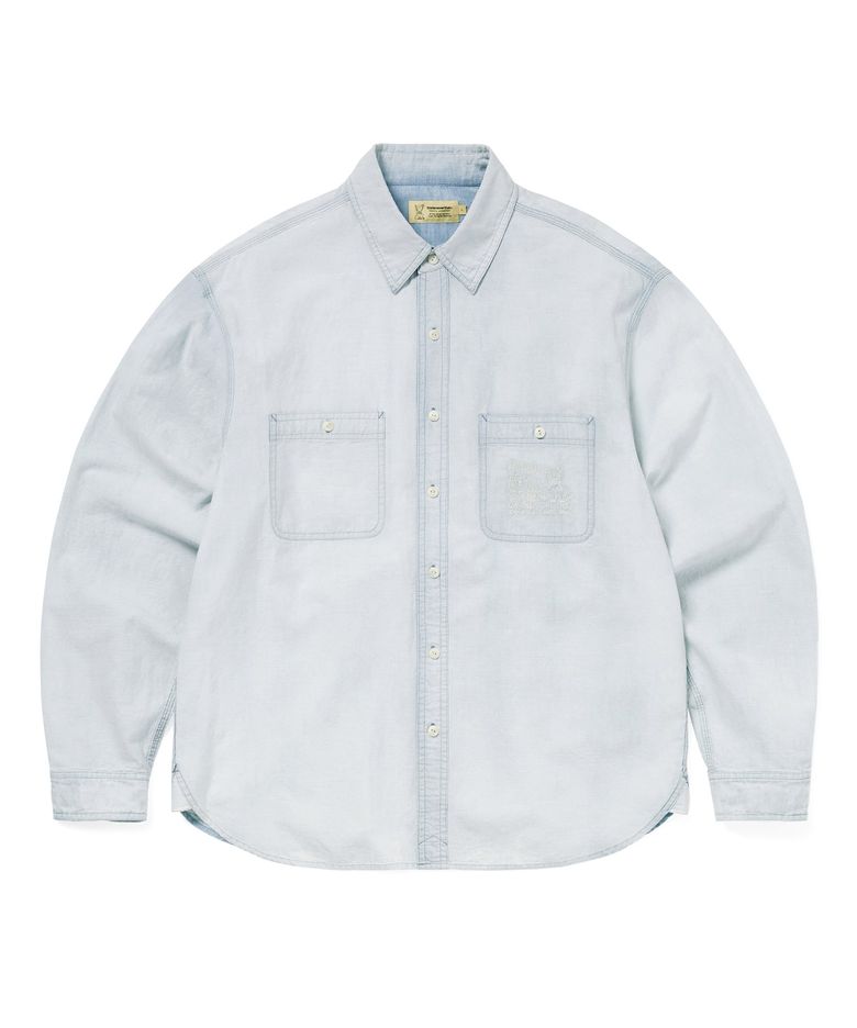 TNT Daniel Johnston Faded Chambray Shirt Light Blue