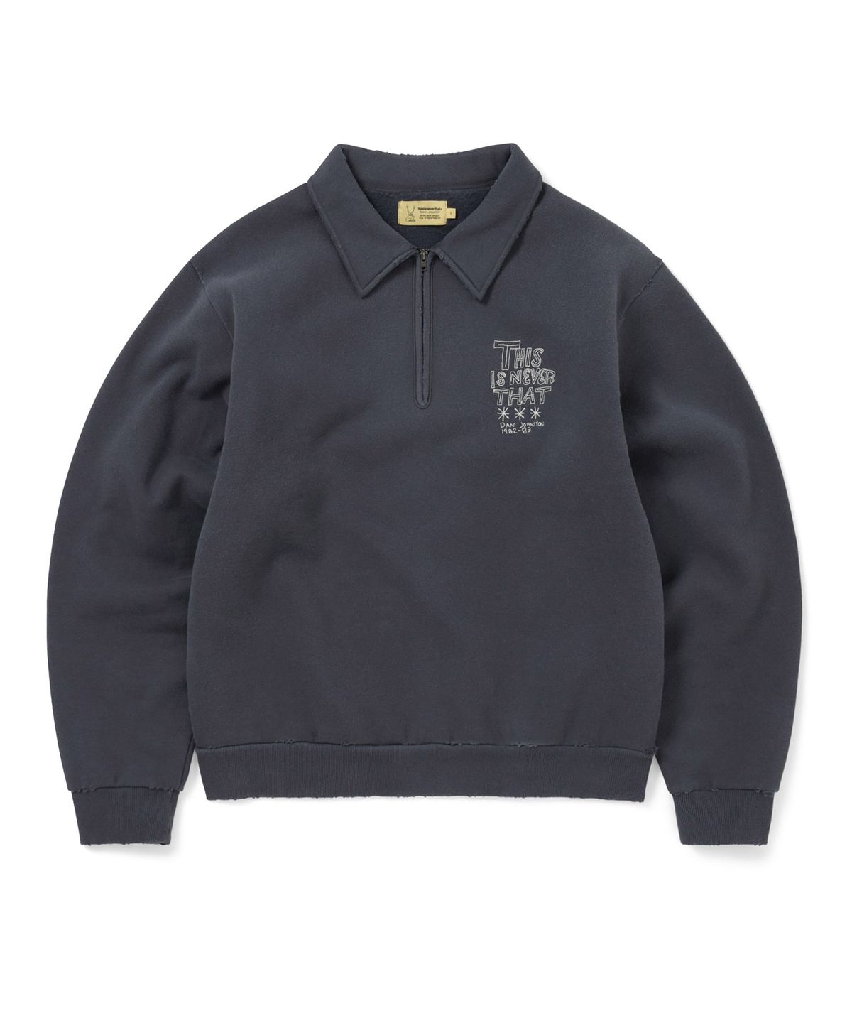 디스이즈네버댓(THISISNEVERTHAT) TNT Daniel Johnston H.Y.L.A. Half Zip Sweatshirt Faded Navy