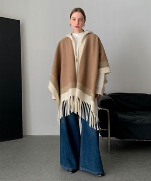 Bold Check Fringe Shawl (2colors)