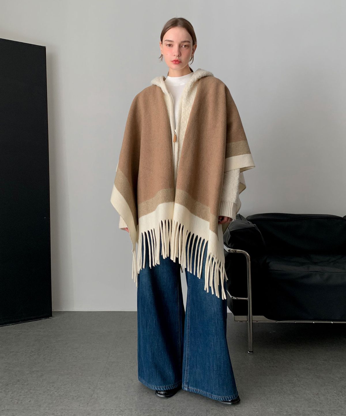 바스카라(VASCARA) Bold Check Fringe Shawl (2colors)