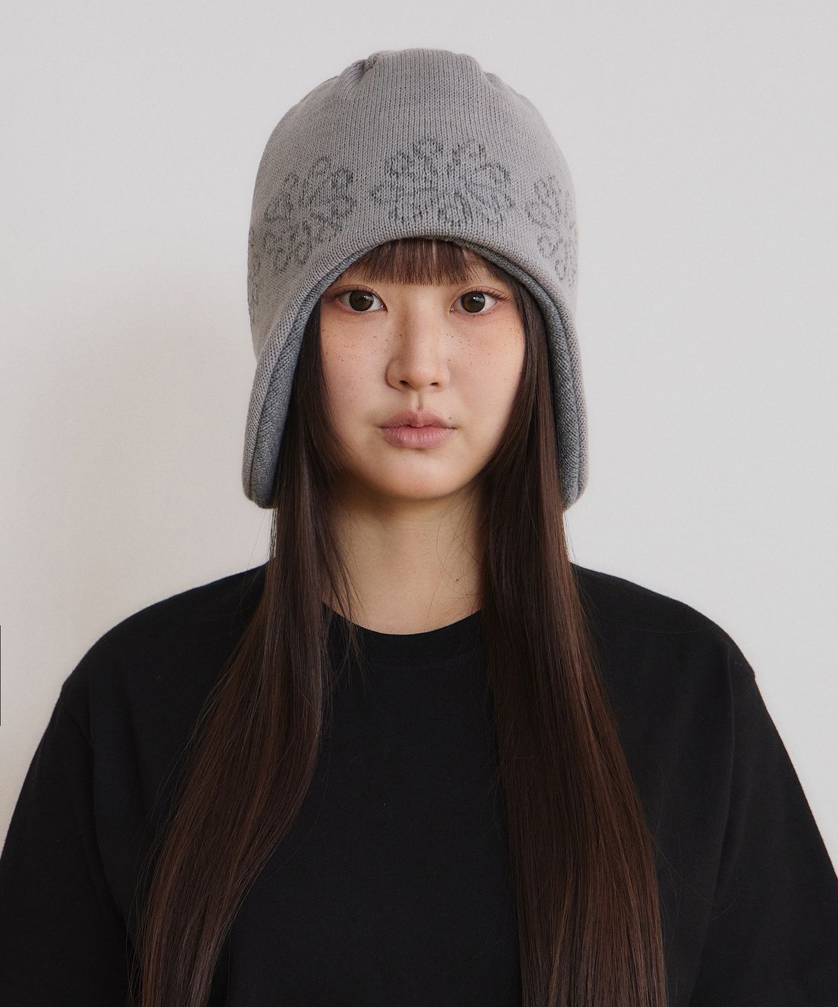 9999아카이브(9999ARCHIVE) Linking Flower Jacquard Earmuffs