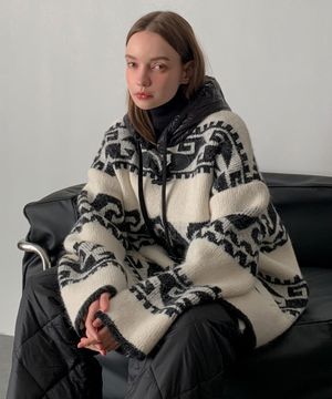 Knit Duffle Hooded Cardigan (2colors)