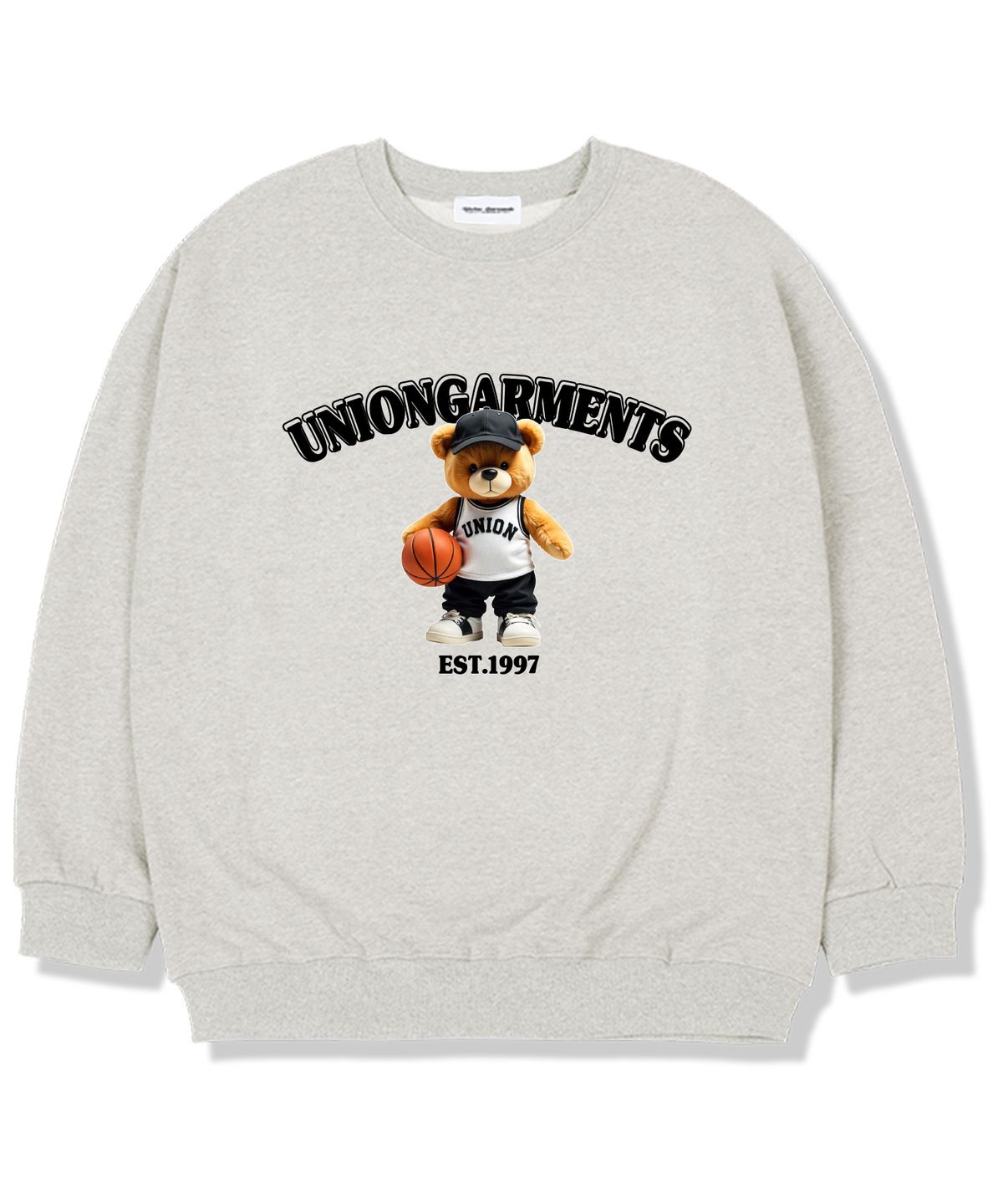 유니온가먼츠(UNION GARMENTS) 농구공베어 기모안감 오버핏 맨투맨 티셔츠 오트밀