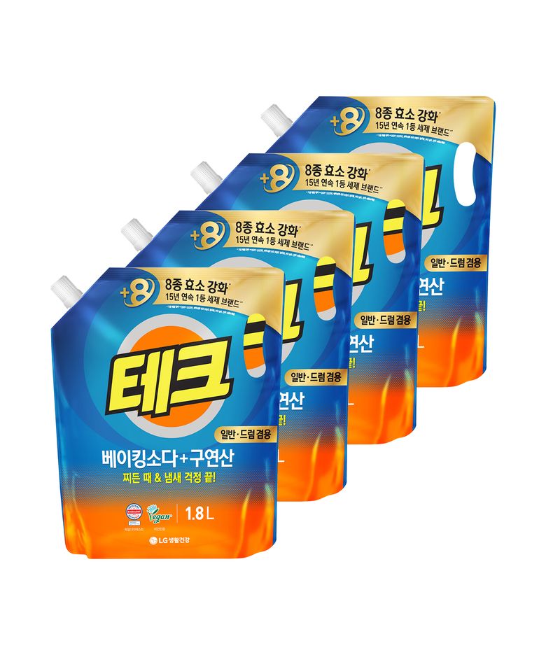 베이킹소다+구연산 액체세제 일반드럼 겸용 리필 1.8L x 4개