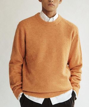 울혼방 브러쉬드 풀오버 라운드니트 오렌지