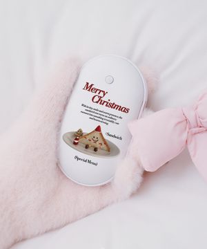 [파우치+스트랩 증정] 휴대용 충전식 양면 발열 메리 홀리데이 디자인 손난로 보조배터리