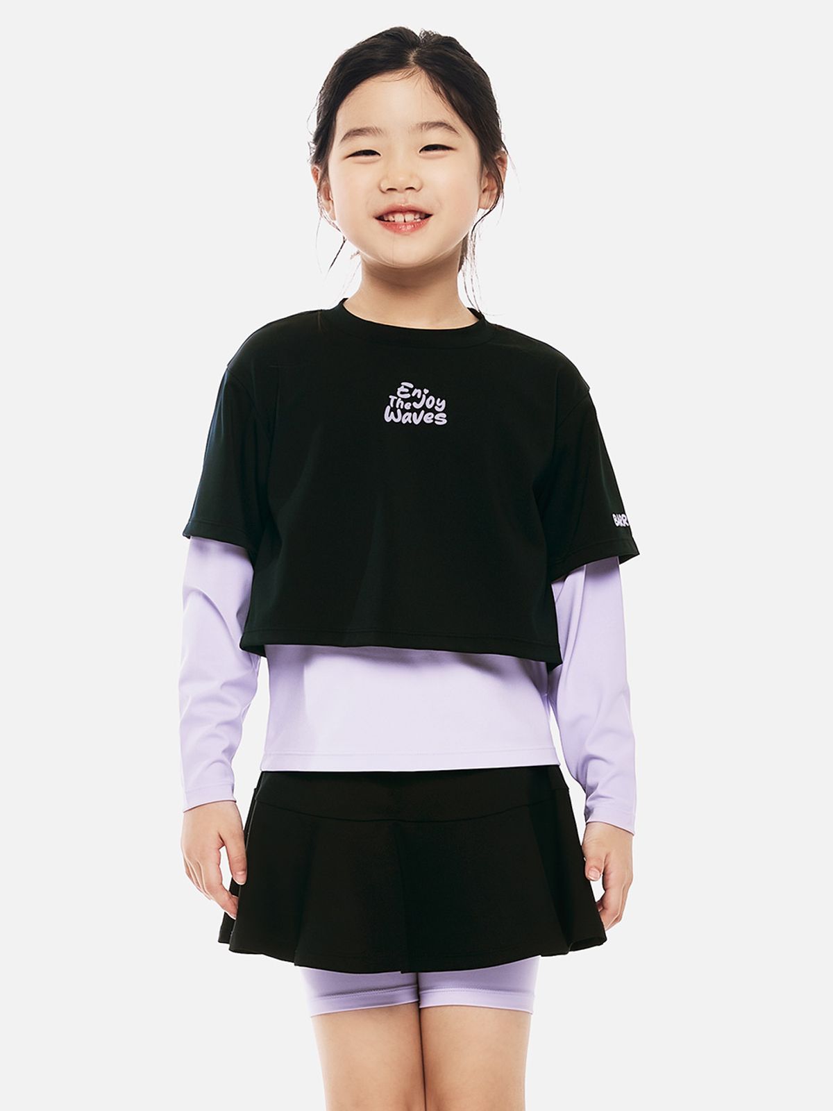 배럴(BARREL) 여아 반팔 레이어드 래쉬가드 블랙 (B6SKWRG304BLK)