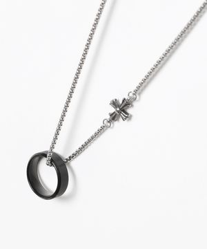 2in1 듀얼포인 블랙 BM257N1226 십자가 반지 목걸이