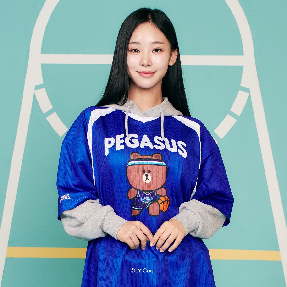 한국농구연맹(KBL) [LINE FRIENDS] KBLㅣLINE FRIENDS 풋볼 티셔츠 (한국가스공사)마킹불가