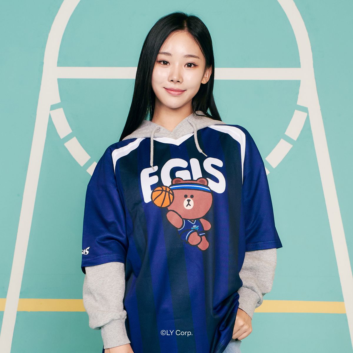 한국농구연맹(KBL) [LINE FRIENDS] KBLㅣLINE FRIENDS 풋볼 티셔츠 (KCC)마킹불가